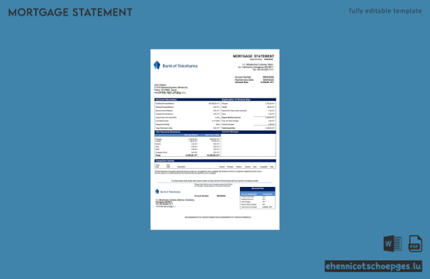 Beispielansicht eines Hypothekenauszugs der Bank von Yokohama (Word- und PDF-Format)